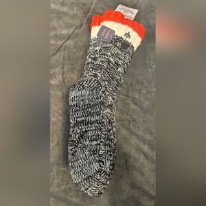 NWT Mens Sherpa Lined Rainforest Lounge Socks Black & White 10-13
